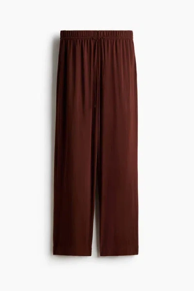 H&m Wide Pull-on Trousers In Brown