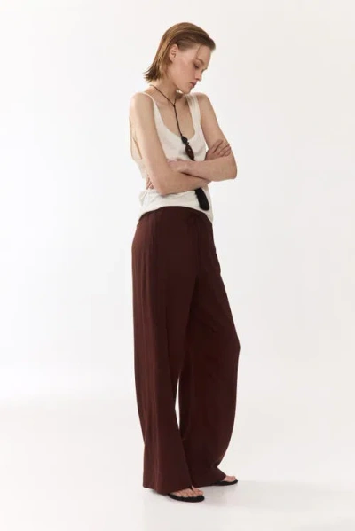 H&m Wide Pull-on Trousers In Brown