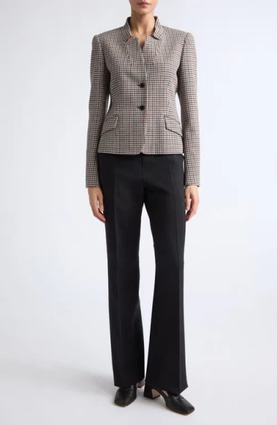 Max Mara Houndstooth Stand Collar Jacket In Multi