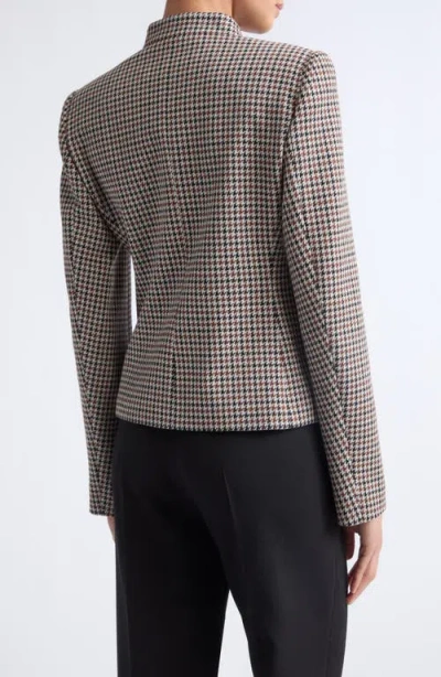 Max Mara Houndstooth Stand Collar Jacket In Multi