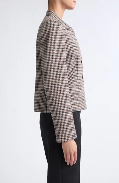 Max Mara Houndstooth Stand Collar Jacket In Multi
