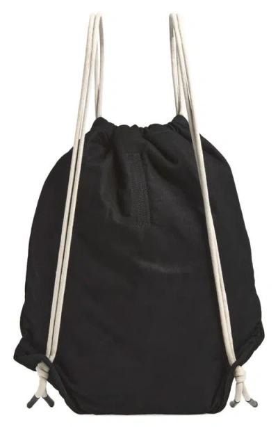 Rick Owens Leather Drawstring Backpack In Black
