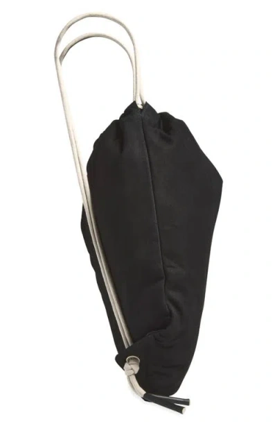 Rick Owens Leather Drawstring Backpack In Black