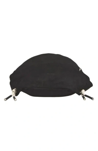 Rick Owens Leather Drawstring Backpack In Black