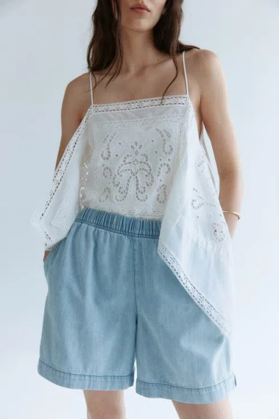 H&m Denim Pull-on Shorts In Blue