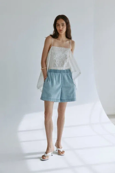 H&m Denim Pull-on Shorts In Blue