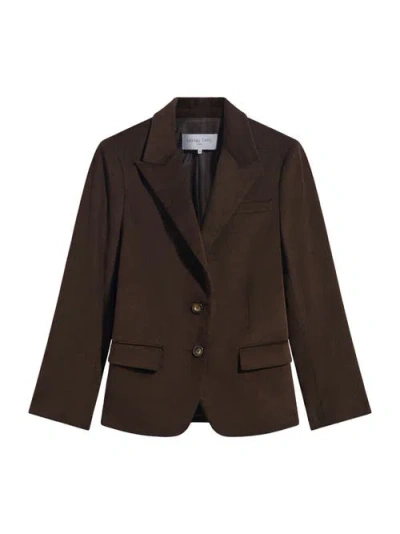 Gerard Darel Jem Two Button Peak Lapel Jacket In Brown