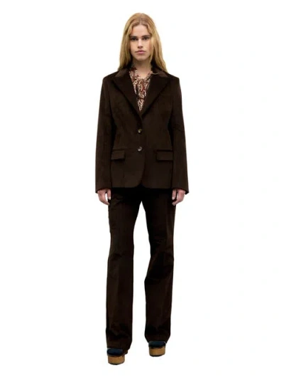 Gerard Darel Jem Two Button Peak Lapel Jacket In Brown