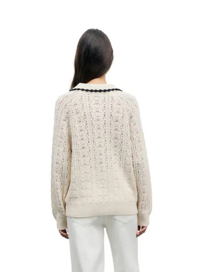 Gerard Darel Roca Long Sleeve Collared Jumper In White