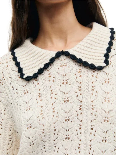 Gerard Darel Roca Long Sleeve Collared Jumper In White