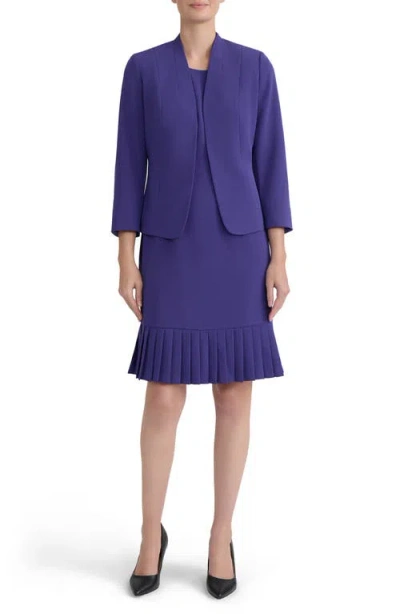 Kasper Seamed Open Front Jacket In Blue