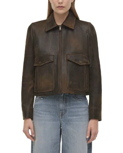 Simkhai Sage Textured-leather Jacket In Brown