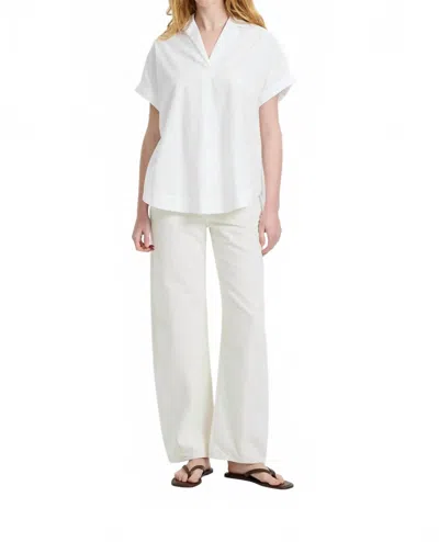 French Connection Poplin Collar Short Sleeve Pullover Top In White