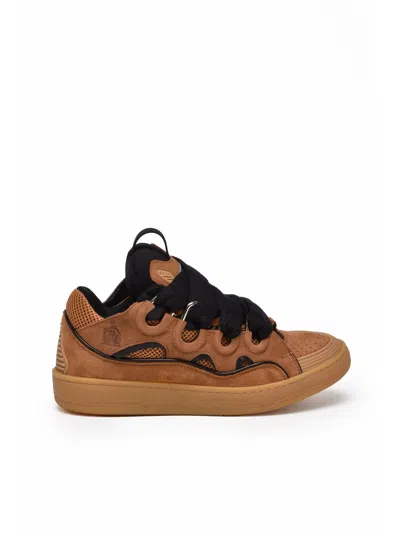 Lanvin Suede Sneakers With Rubber Sole And Pull Tab In Multi