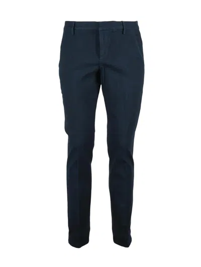 Dondup Trousers With Cuffed Hem And Front Crease In Blue