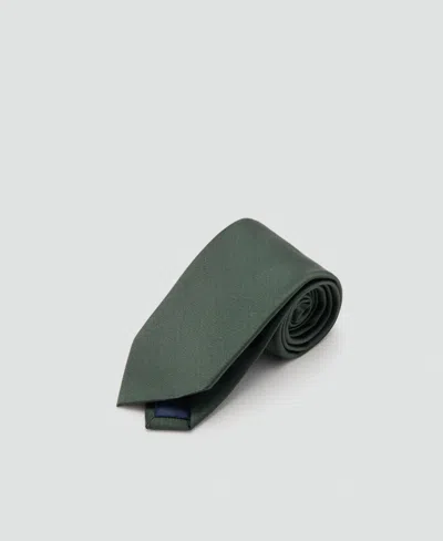 Mango Men's Plain Silk Tie In Green