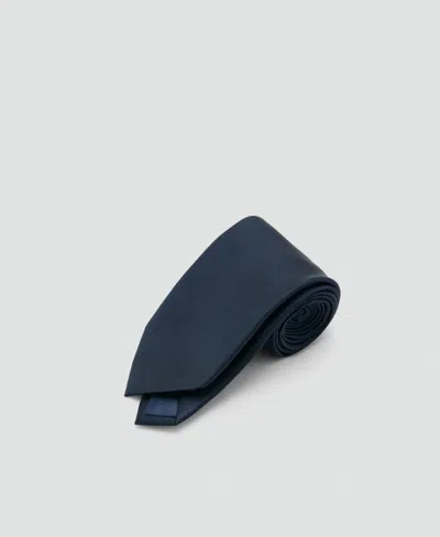 Mango Men's Plain Silk Tie In Navy