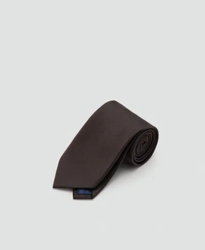 Mango Men's Plain Silk Tie In Brown