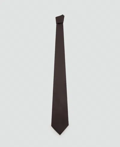 Mango Men's Plain Silk Tie In Brown