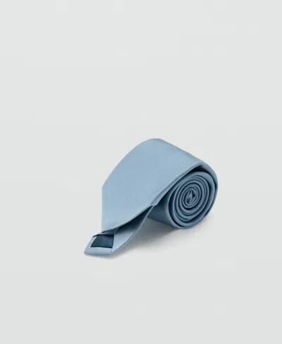 Mango Men's Plain Silk Tie In Sky Blue