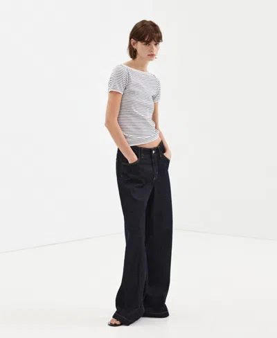 Mango Pull-over Maille Fine Manches Courtes In Multi
