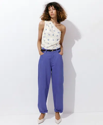 Mango Coya One Shoulder Knit Top In White