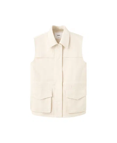 Mango Oversize Denim Vest In Neutral