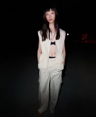 Mango Oversize Denim Vest In Neutral