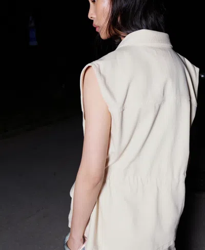 Mango Oversize Denim Vest In Neutral