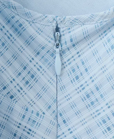 Mango Checked Asymmetrical Midi Dress In Blue