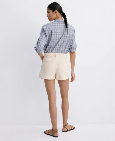 Mango Aria Cotton Drawstring Shorts In Neutral