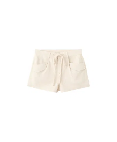Mango Aria Cotton Drawstring Shorts In Neutral