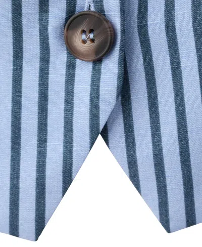 Mango Striped Buttoned Vest In Blue