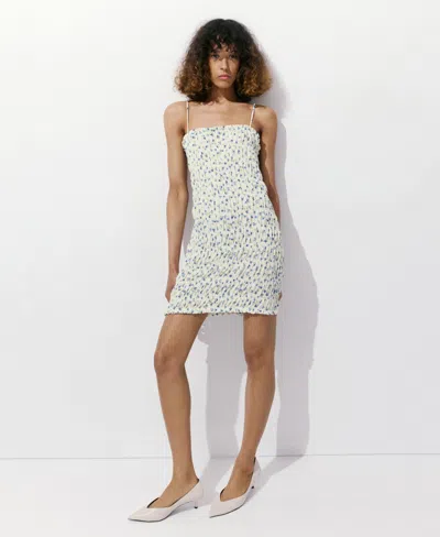 Mango Shirred Minidress In Multi