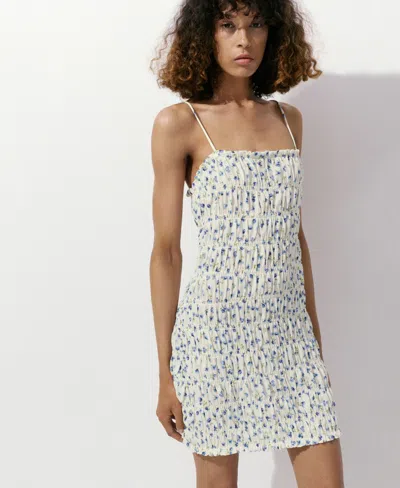 Mango Shirred Minidress In Multi