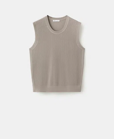 Mango Fine-knit Vest In Brown
