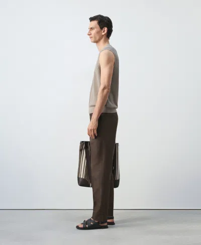 Mango Fine-knit Vest In Brown