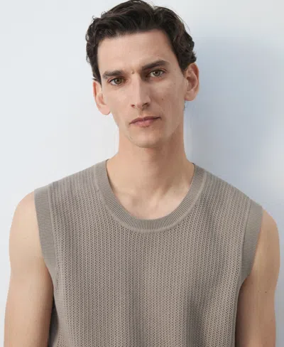 Mango Fine-knit Vest In Brown