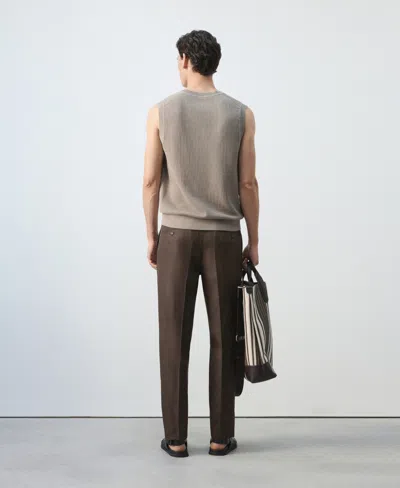 Mango Fine-knit Vest In Brown