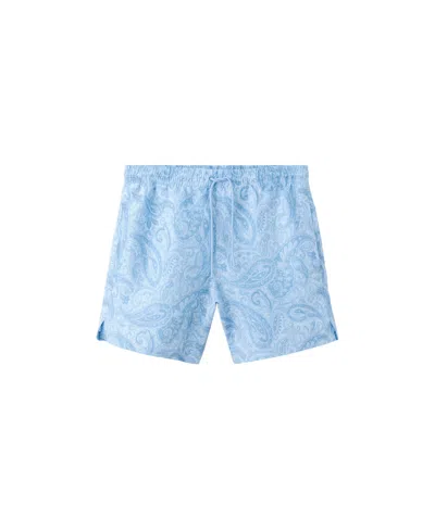 Mango Men's Drawstring Printed Swimsuit In Blue