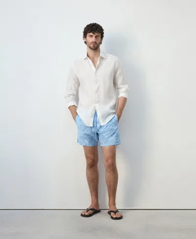 Mango Men's Drawstring Printed Swimsuit In Blue