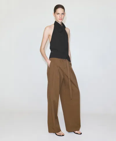 Mango Draped Halter Top In Black