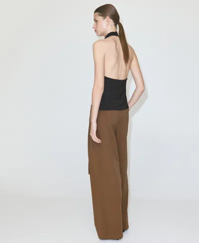 Mango Draped Halter Top In Black