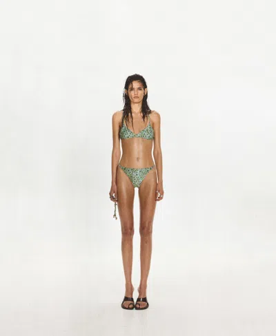 Mango Printed Triangle Bikini Top In Green