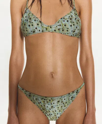 Mango Printed Triangle Bikini Top In Green