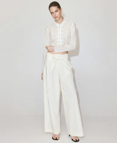Mango Semi-sheer Textured Top In White