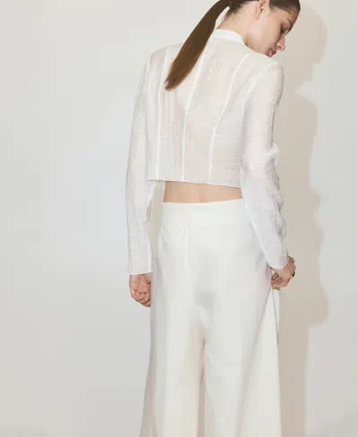 Mango Semi-sheer Textured Top In White
