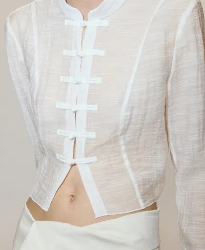 Mango Semi-sheer Textured Top In White
