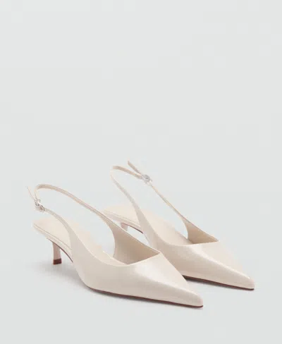 Mango Pointed Kitten Heel Pump In White