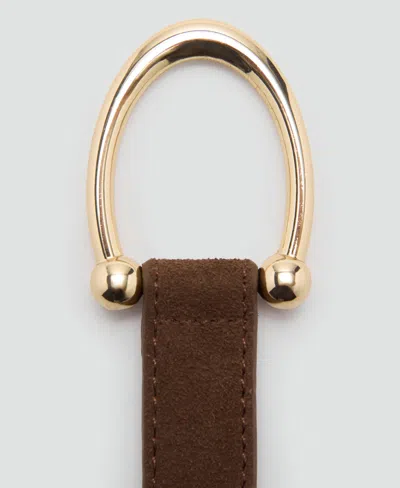 Mango Women's Thin Suede Leather Belt In Brown